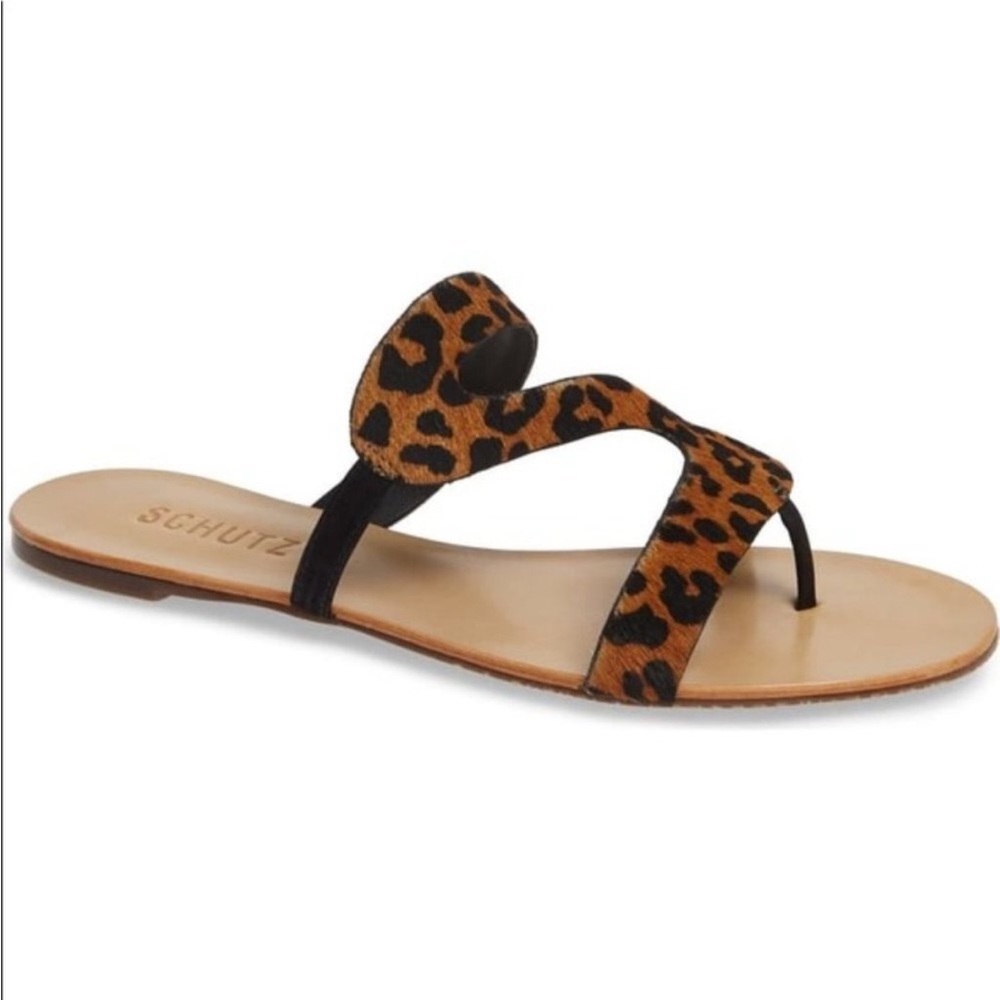 Schutz Erzeli Leopard-print Thong Sandals, 8.5